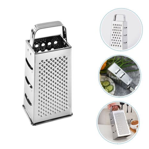 COLLBATH Multifunctional Grater/Slicer, 4-Sided Box Grater, Stainless Steel Cheese Grater, Vegetable Chopper, Handheld Kitchen Utensil for Vegetable C