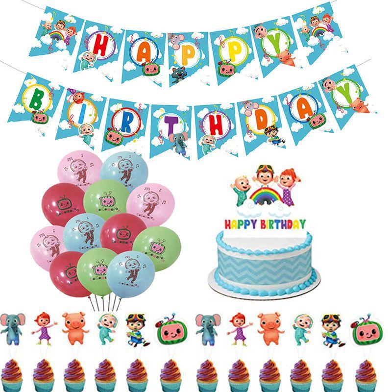 Birthday Kids Theme Party Decor Supplies Banner Caketopper Balloon