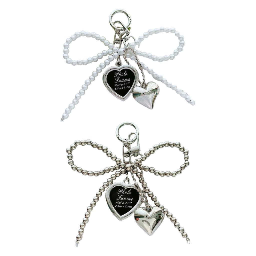 Lovely Heart Keychain Bows Keyring Korean Styles Bag Charm Bag Pendant Ornaments Car Keychain Handbag Charm Decorations
