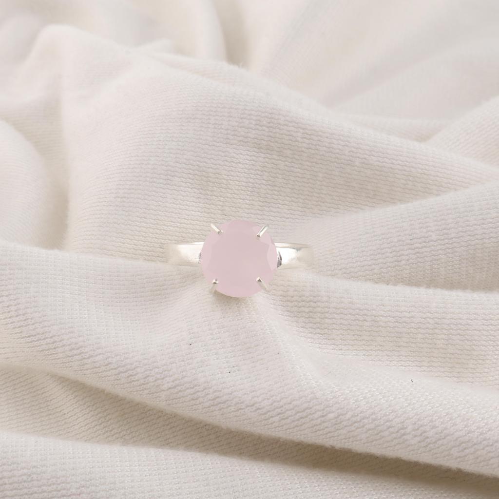 Rose Chalcedony Gemstone 925 Sterling Silver Handmade Designer Women Ring For Gift  RR-72-21