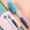3Pcs/Set Bottle Brush Detachable Soft Liquid Silicone Head Infant Feeding Utensil Cleaner Non-Slip Handle Bottle Brush