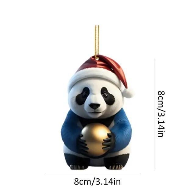 Adorable Acrylic Christmas Panda Ornament For Home And Car Decoration