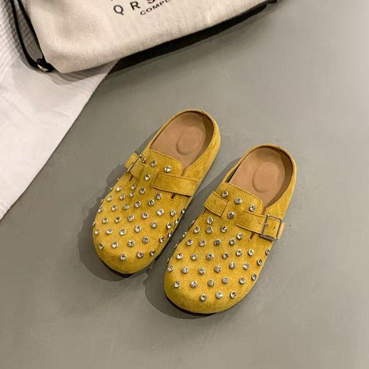 

Нишевая повседневная сумка, головка-заклепка, обувь Boken 2025 новая всеобъемлющая обувь Boken, женская обувь на одной педали 35 жёлтый