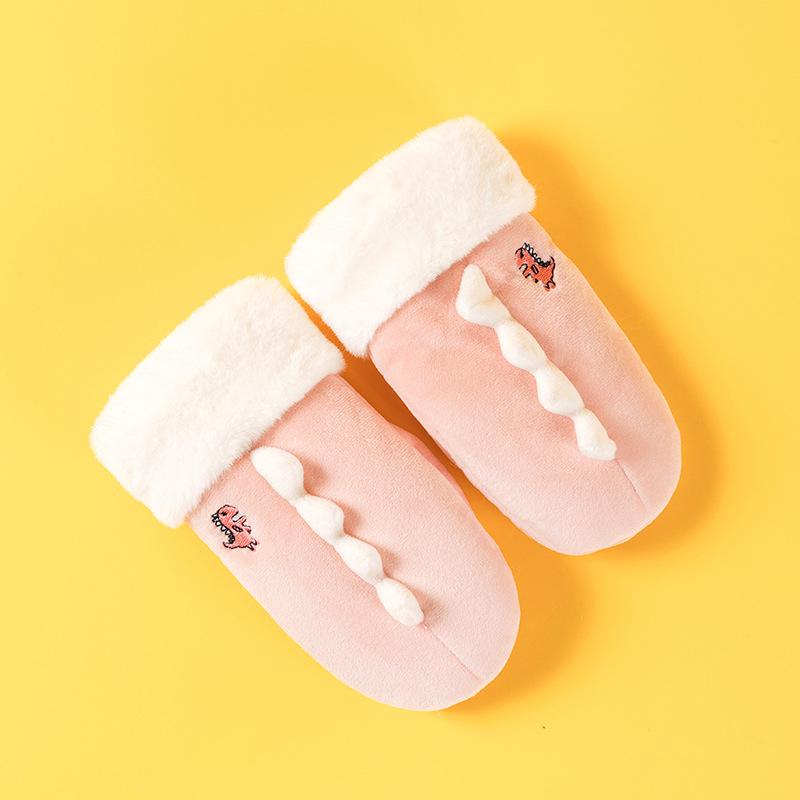 Warme Dinosaurier-Kinderhandschuhe, Wildleder-Cartoon-Kinderhandschuhe Großhandel, verdickte Fleece-Fäustlinge