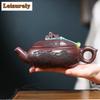 480ml Yixing Purple Clay Teapots Handmade Large Caliber Pot Raw Ore Antique Brass Mud Kettle With Strainer Zisha Tea Set Craft