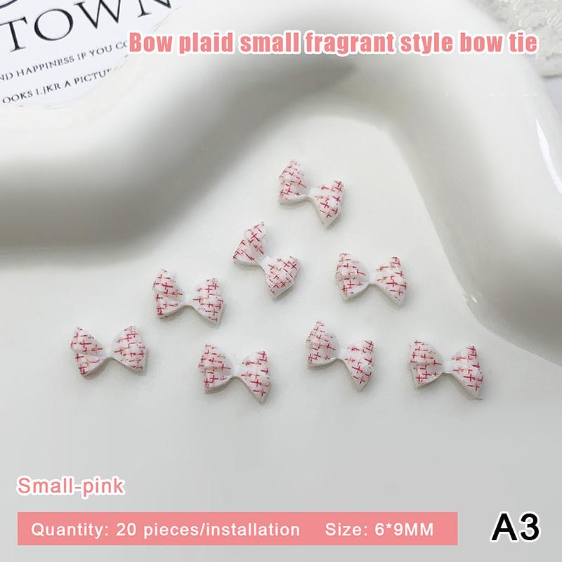 20Pcs For Creative Nail Design Checkered Plaid Resin Bows Nail Charms Ties Nail Art DIY Decorations