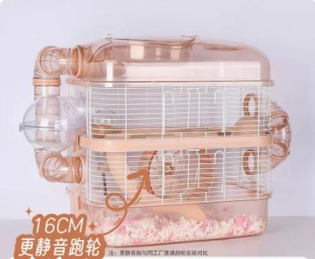 Cage à Hamster Villa Prévention d'Évasion Petite Maison pour Hamster Cage à Fil d'Or pour Hamster Doré Maison de Luxe rose
