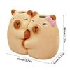 Pair Of Hugging Capybaras Toothbrush Holders Ceramic Waterproof Bathroom Decoration For Couple With Stable Base