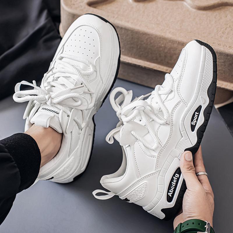 

Men s Shoes 2026 Breathable Anti Slip Wear-resistant Casual Running Students White Thick Sole Height Increasing Dad s Trendy 40 белый