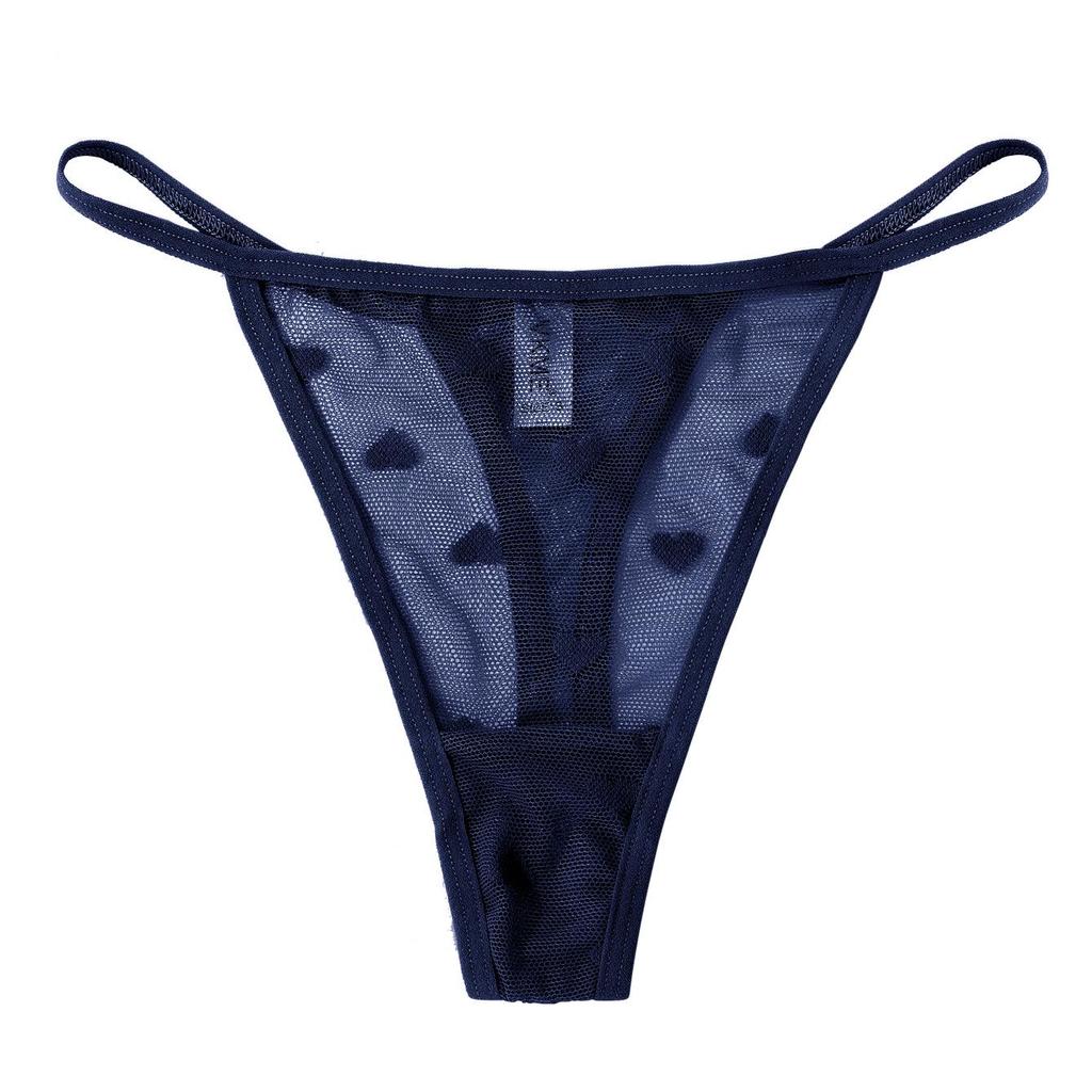 Luxury Transparent Lace Heart Low-Waist Thong - Sexy Japanese-Style T-Back for Women