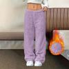 Women's Fashionable Loose-Fit Trousers Sporty Fleece-Lined Solid-Colour Long Trousers
