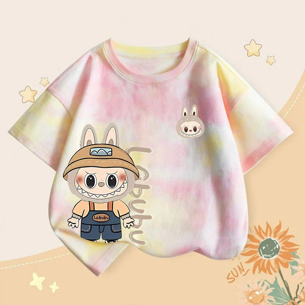 Monster Elf Cartoon Graphic Labubu Kids Printed T-shirt Summer Men's and Women's Casual Outdoor Girl Short Sleeved T-shirt Top