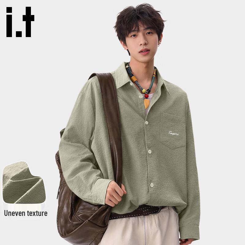 Fingercroxx Men's Textured Long Sleeve Casual Shirt