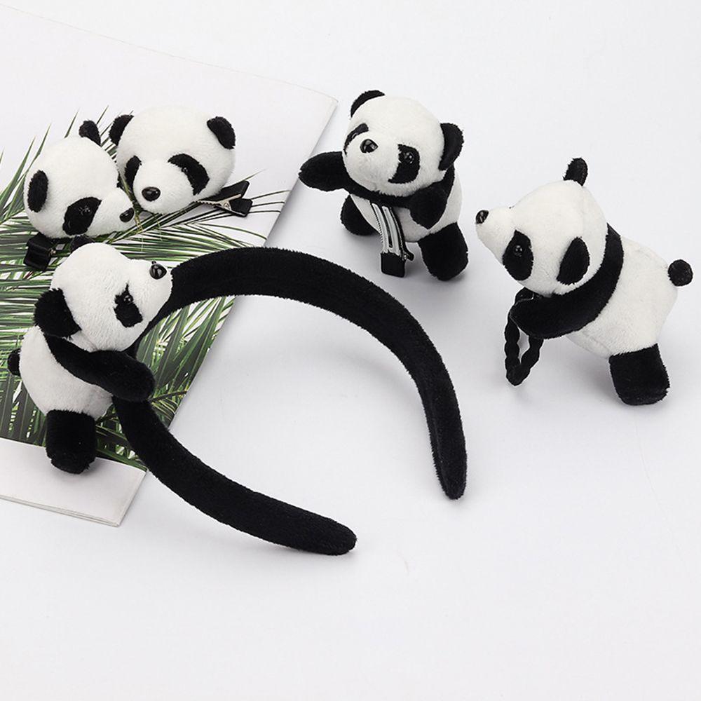 Head Doll Cartoon Design Korean Style Hair Wear Women Hair Accessories Panda Scrunchies Plush