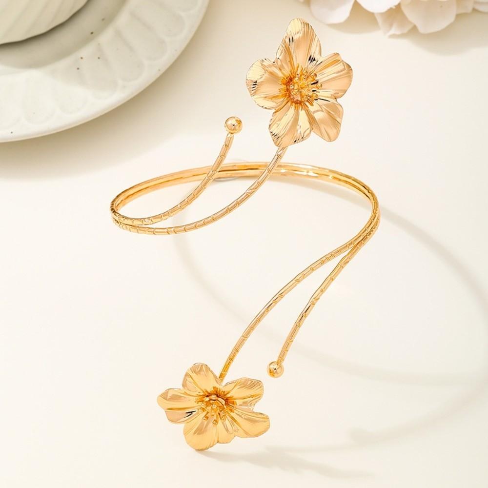 Drip Oil Open Arm Bangle Enamel Glaze Armband Elegant Flower Bracelet  Hand Jewelry