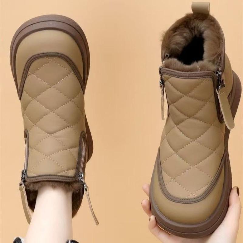 Snow Boots, Women's Fleece and Thickened Cotton Shoes, Waterproof, Anti-slip and Warm Ankle Boots