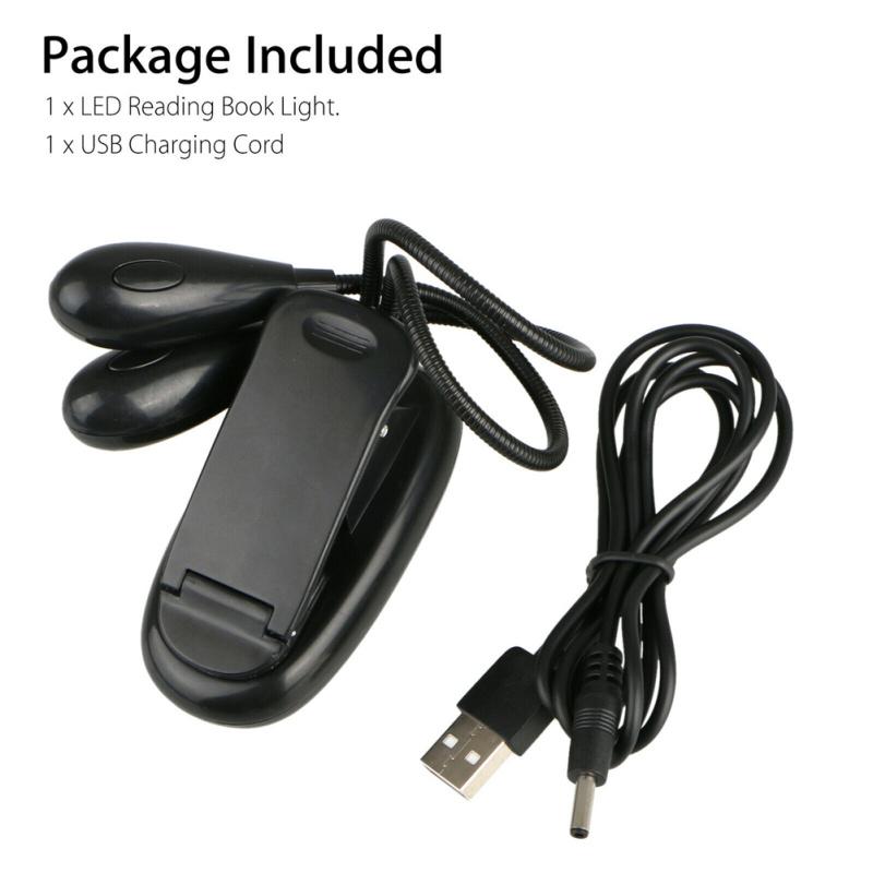 Clip-on Led Light 2pcs Arms Multipurpose Adjustable Dimmable Rechargeable Super Bright Reading Lamp