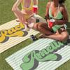 Retro Personalized Beach Towel, Striped Custom Pool Towel, Family Vacation, Birthday Gift, Bridesmaid Towel, Hippi 70s Kids Pool