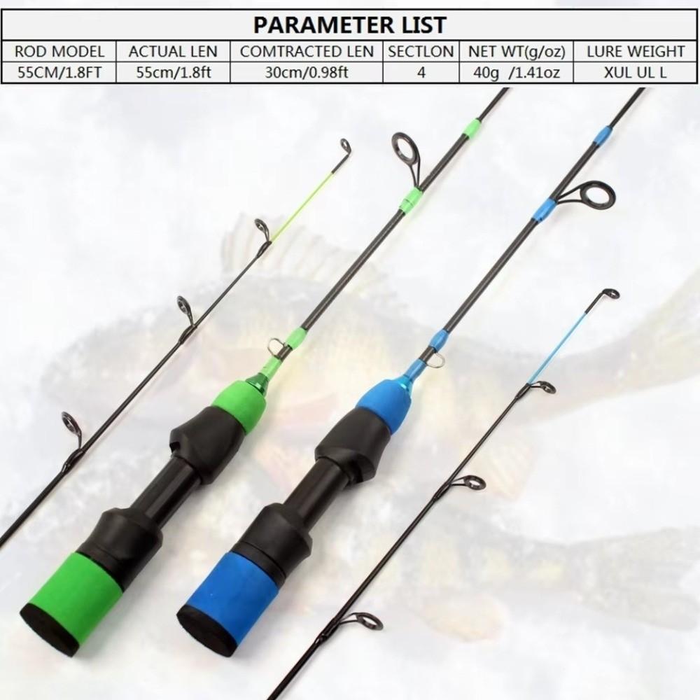 55cm Carbon Fiber Ice Pole Ice Fishing Rods Short Spinning Rod Portable Ice Fishing Outdoor Fishing Winter Season Shrimp Fishing