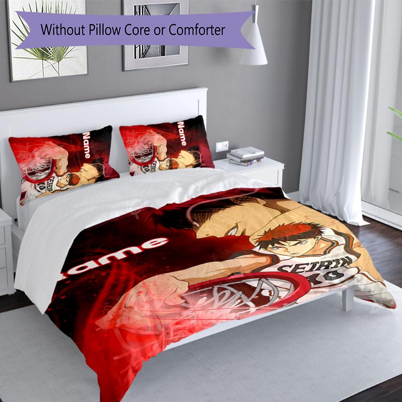 3pcs Custom Name Kuroko's Basketball Set,Includes 1 Duvet Cover and 2 Pillowcases,All-season Bedroom Decor