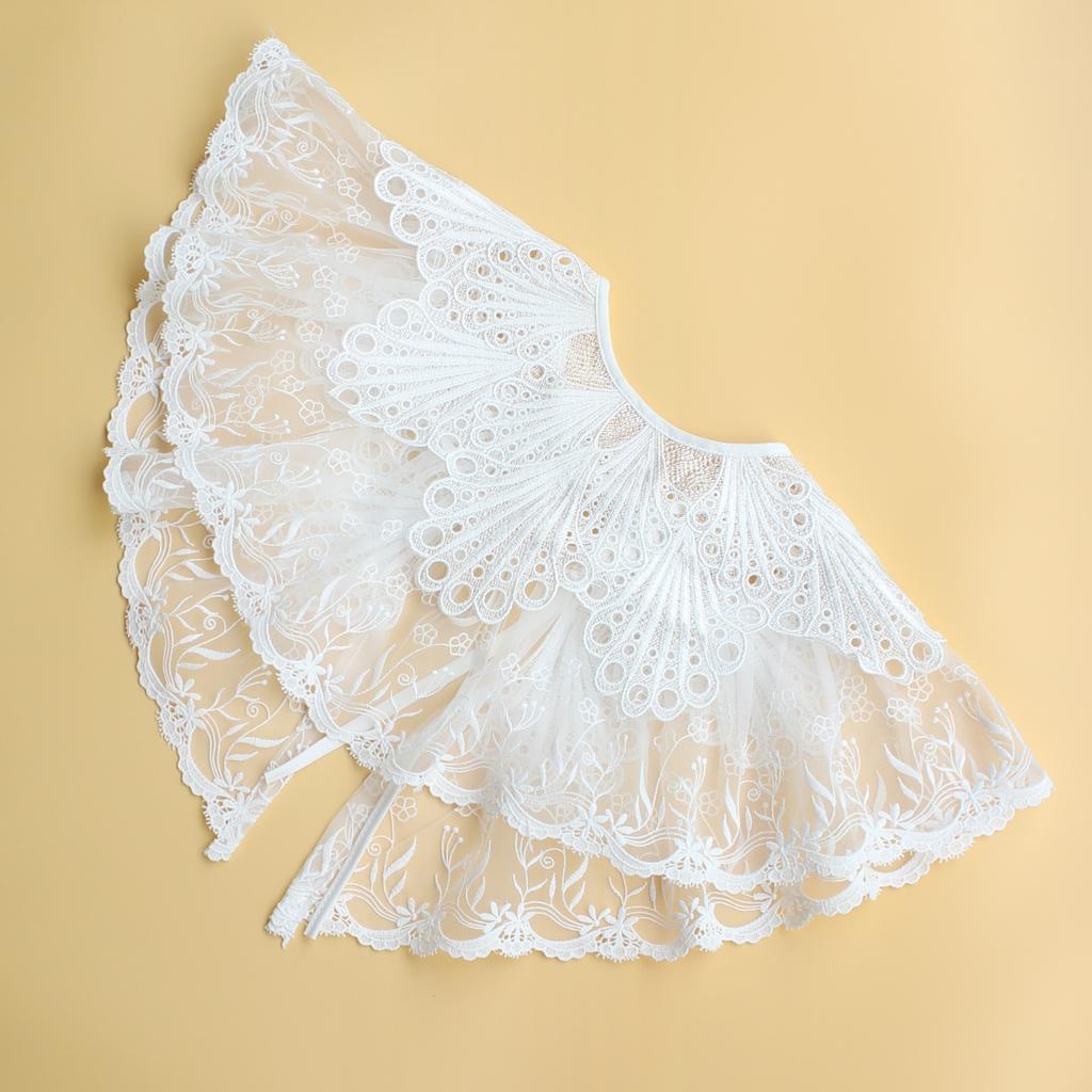 Perfect Match Peacock Tail Shawl False Collar For Ladies. Double-Layer Lace Embroidery, High-End False Collar Decoration.