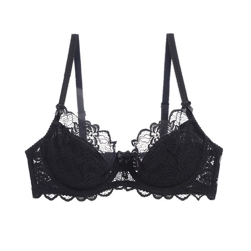Sexy Lace Underwear Ultra-thin Large Breasts Small Anti-sagging Bra Comfortable Breathable Large Size Bra Bra