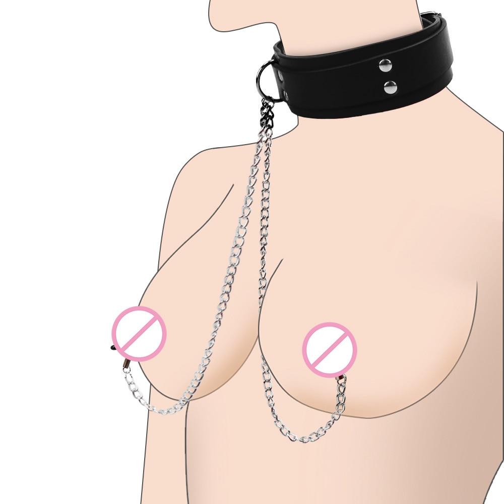 Leather Collar Nipple Clip For Women Alternative Fetish Play Toys Adjustable Bondage Accessories Sensual Stimulation Adult Products