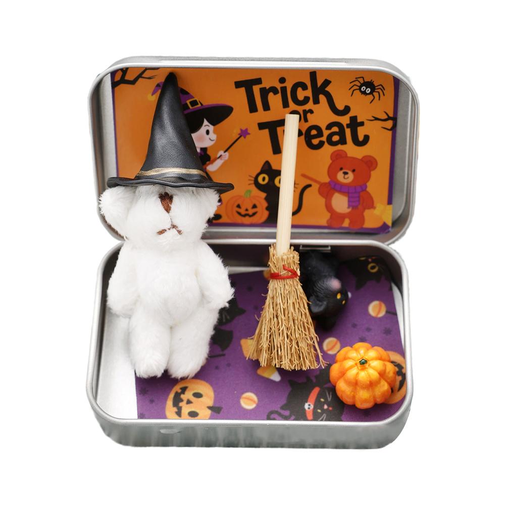 Halloween Teddy Gift Box Halloween Plush Toy Decoration Doll Ornaments, Halloween Gift for Children Gift Supplies