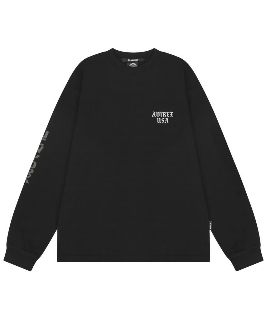 Abilegseu Embroidered Long Sleeve T-Shirt Avirex Nyc / 7835230023 Black