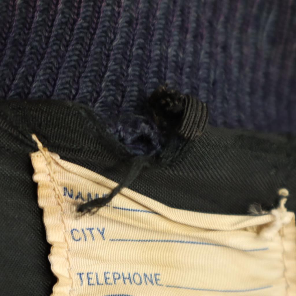 VINTAGE 70s Wappen Leather Switching Award Jacket 44 Navy Stajan Men's Used