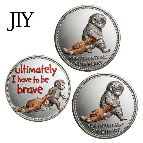 Collectible Monkey Token Emotional Support Coin Inspirational Challenge Pocket Comfort Gift Double?Sided for Friends Family Motivation Keepsake