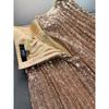 Foreign Trade Order Lulus Gold Sequined A Word Hem Pleat Pleated Skirt Temperament Heavy Industry Skirt Sequined Skirt