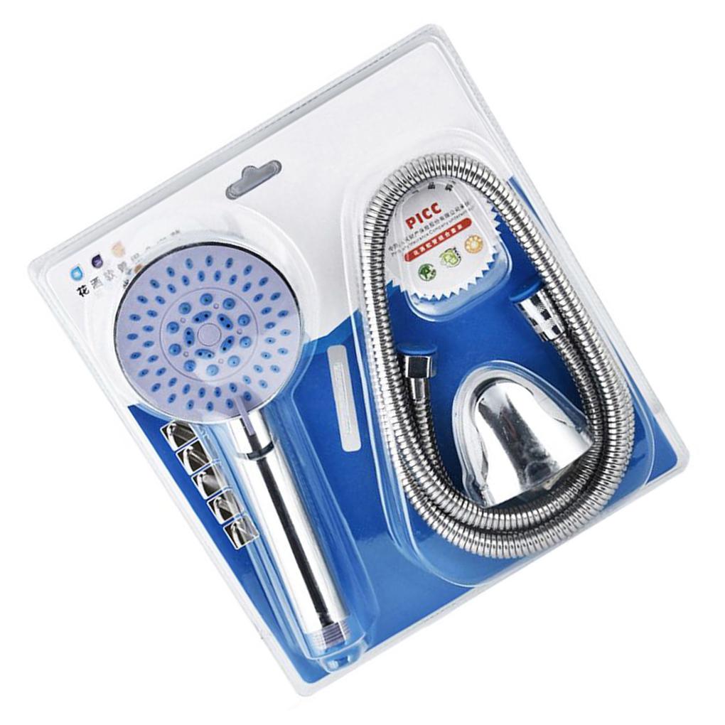 3PCS/SET Universal Bathroom Hand Rainfall Shower Head Pressurized Hand-held Showerhead Hose and Base