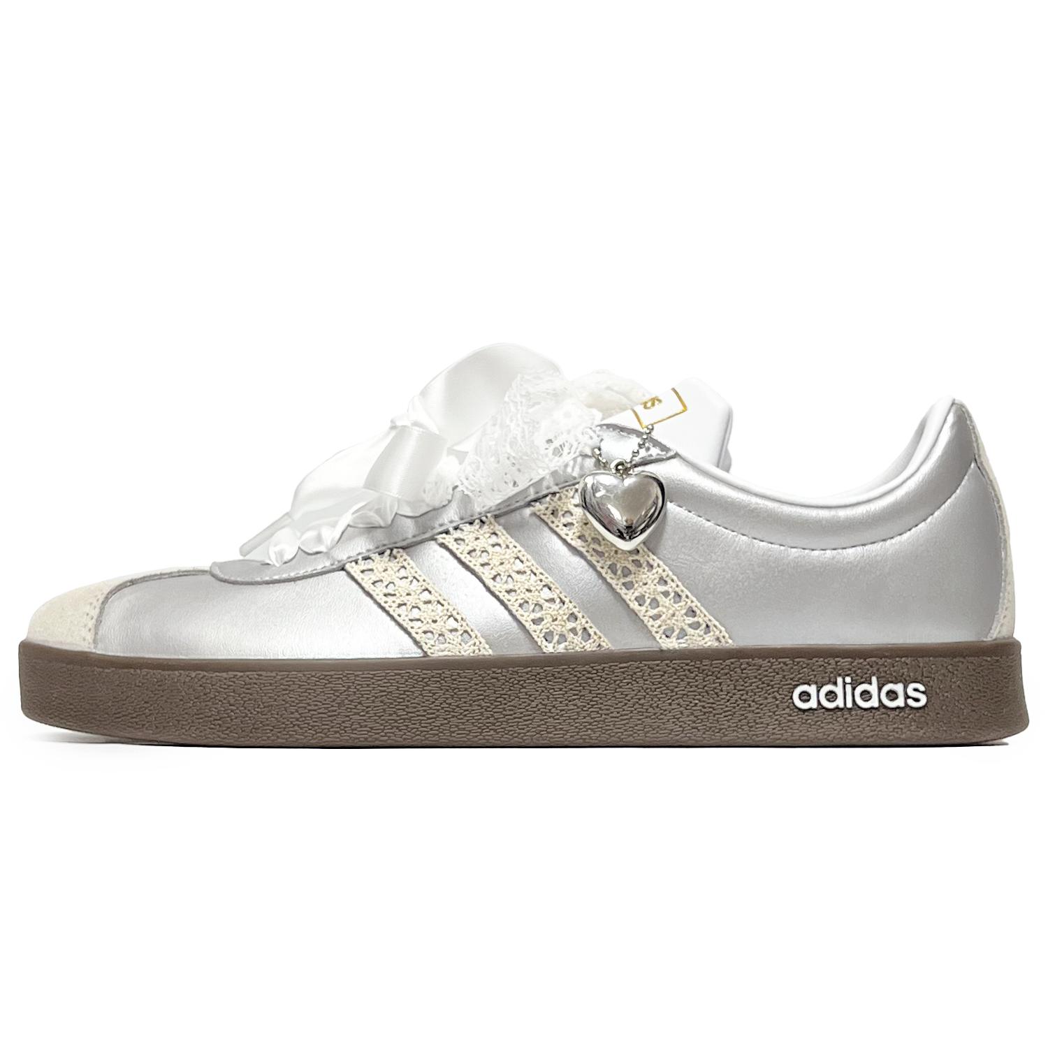 

Adidas Vl Court Classic Steam Sweetheart Abrasion Resistant Low top Skateboard Shoes Unisex Silver White JQ2470(Team285-) 44