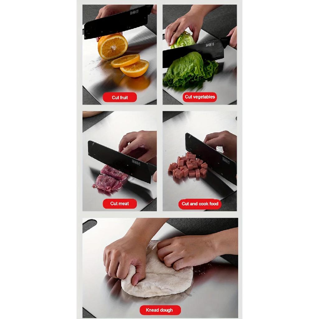 Stainless Steel 3pcs Cutting Boards - BPA-Free Dishwasher Safe Non-Slip Kitchen Boards w/Juice Groove, Rustproof & Space Saving