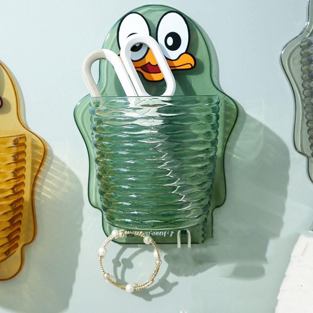 Punch-free Cartoon Storage Box Plastic Shower Wall Organizer Drainage Storage Rack  for Home