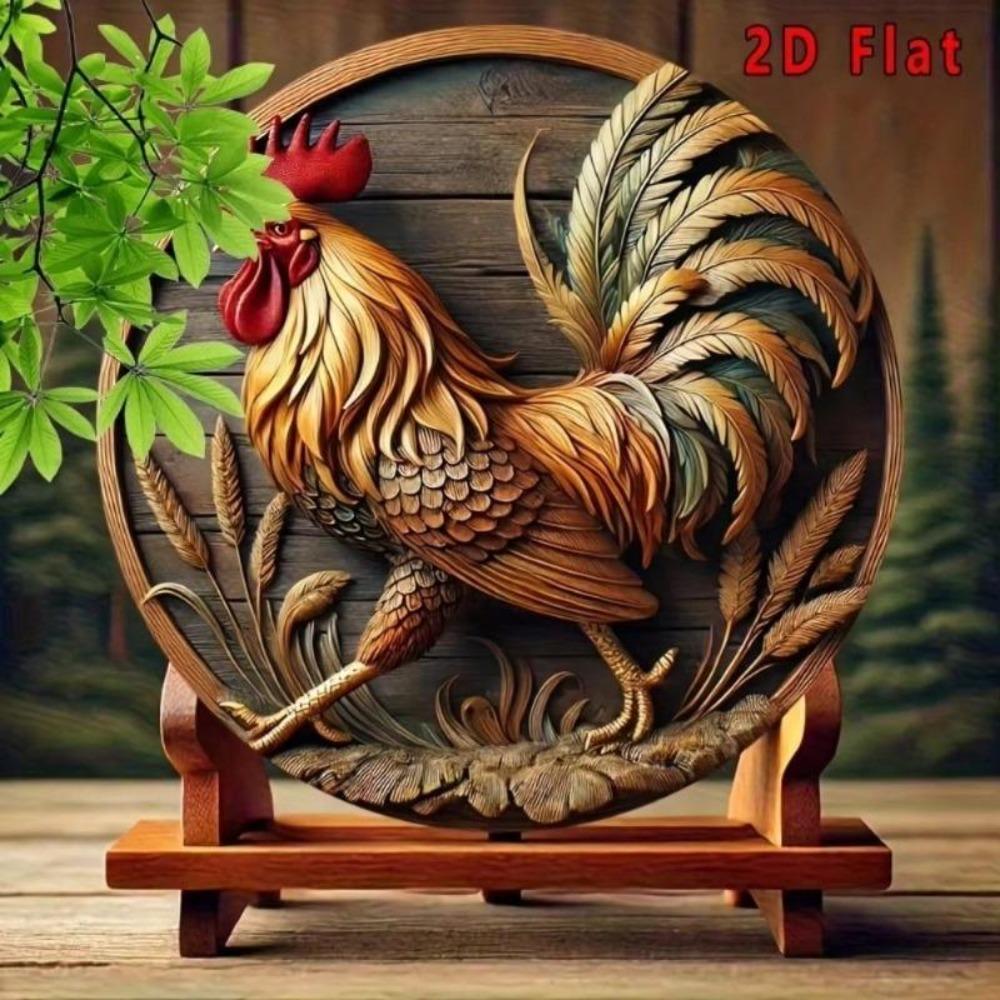 Rooster Metal Wall Art 8 Inch Vintage Style Decorative Plaque For Home Kitchen