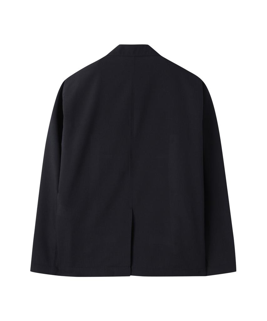 Customellow Navy Relaxed Fit Striped Setup Jacket Cwjam25423Nyd