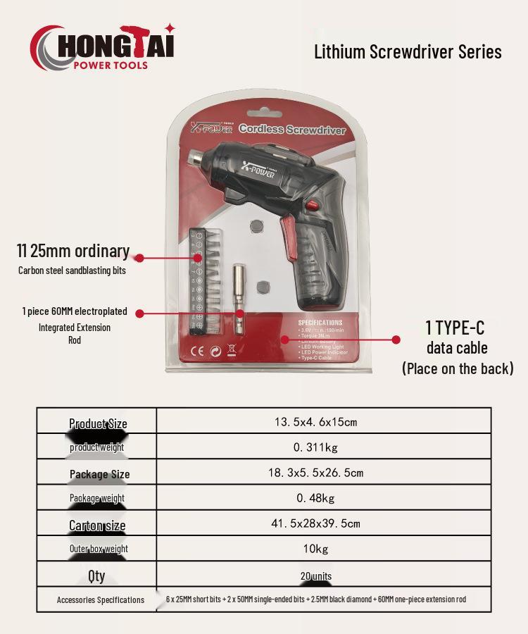 3.6V Rechargeable Mini Cordless Screwdriver with Special Storage Design