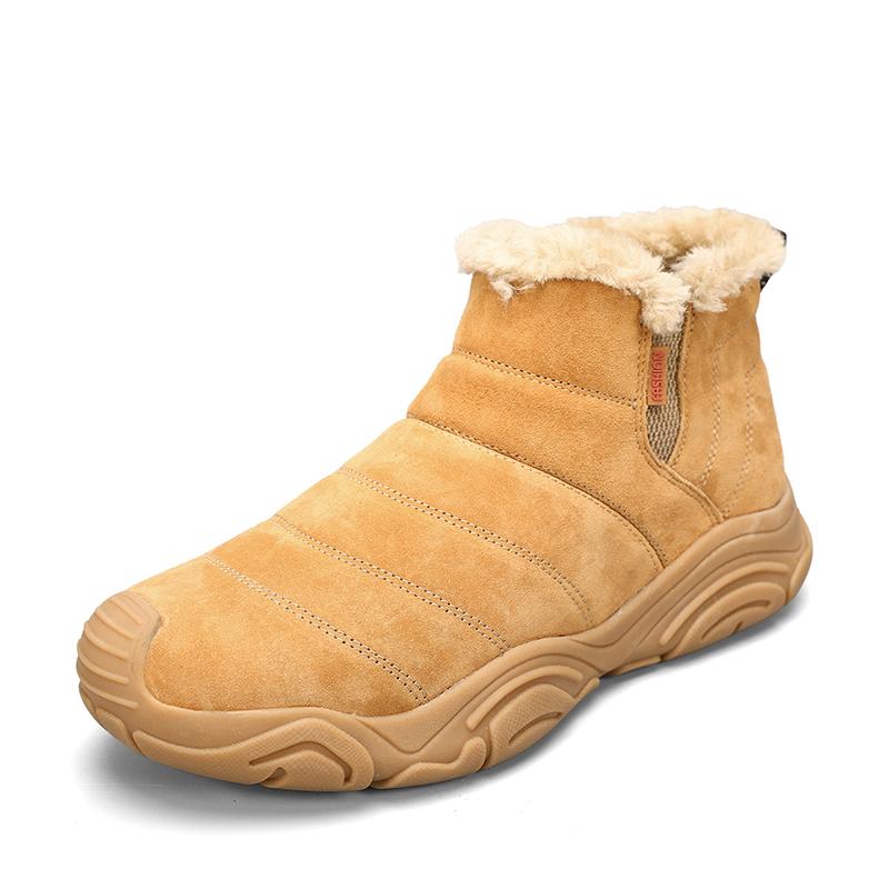 

Fashion Golden Sapling Winter Boots for Men Retro Leather Shoes Comfortable Men s Snow Boot Leisure Outdoor Flat Mountain Trekking Shoe 46 жёлтый