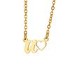 Fashion Initial Pendant Necklace For Women Letter Name Hollow Out Heart Charm Stainless Steel Gold Color Chain Jewelry Gift