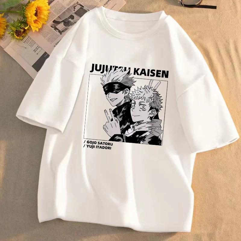 Summer Japanese Unisexga Gojo Satoru Cotton T-shirt Unisex Jujutsu Kaisen Anime T-shirt Unisex Harajuku Kawaii Short Sleeve T-shirt