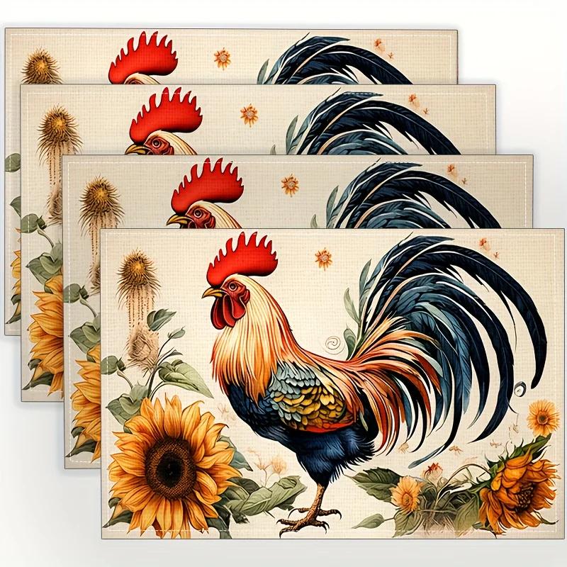 1PC Chicken Themed Linen Meal Mats Restaurant Kitchen Table Pad Used for Party Decoration Heat-resistant To Protect The Desktop