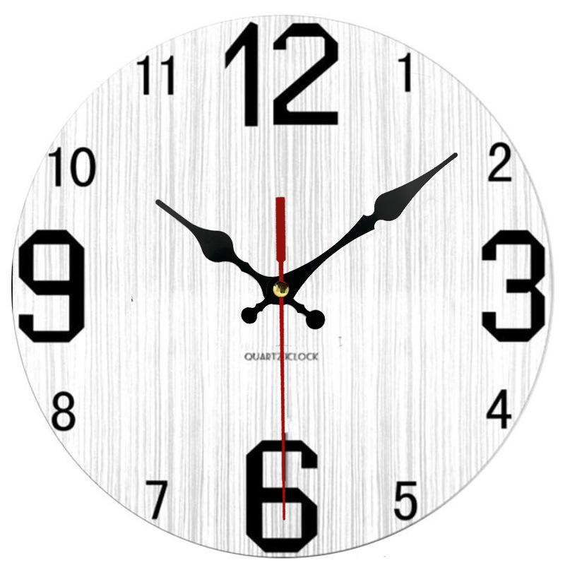 30CM Silent Wall Clock,Vintage Pattern Wooden Cardboard Wall Clock, European Retro Clock for Chic Home Office Cafe Decor