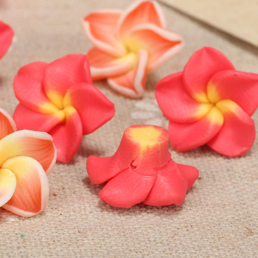 15mm Polymer Clay Plumeria Egg Flower Beads for DIY Bracelet and Necklace Jewelry Making