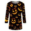 Women Casual 3/4 Sleeve Halloween Print Pullover Top Round Neck Lightweight Soft Fabric Comfortable Fit