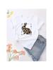 Graphic T-Shirt Clothes Lady Fashion Print Summer Rabbit Leopard Cute 90s Wounisex Short Sleeve Female Shirt Tee