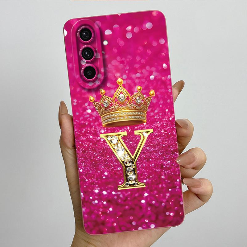 For Samsung Galaxy A37 A57 5G 2025 Crown Initial Letter Couple Phone Case SM-A376B SM-A5760 Soft Silicone Lens Protective Casing