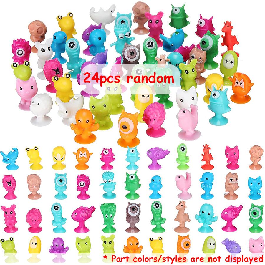 12-48Pcs Mini Suction Cup Monster Dolls Cute Car Dashboard Decor Ornaments Flexible Figurines Novelty Vehicle Decor Accessories