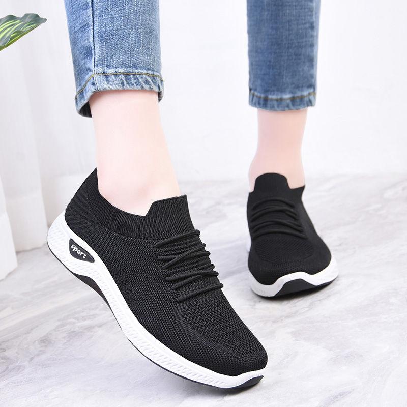 

Женские туфли на одной ноге, хлопковые повседневные дышащие кроссовки из эластичной сетки, тканевые туфли на мягкой подошве для ленивых ног на одной ноге 38 чёрный